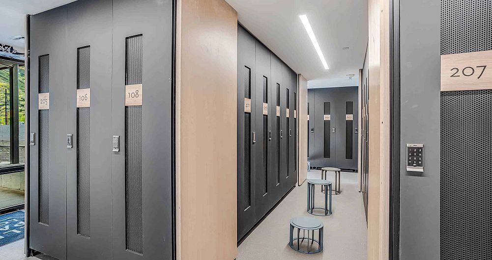 Huge ski lockers for all your ski gear. Photo: East West Snowmass - image_6